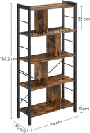 VASAGLE Bookshelf Rustic Brown and Black LBC12BX