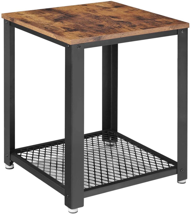 VASAGLE Coffee Table with Mesh Shelf Rustic Brown and Black LET41X