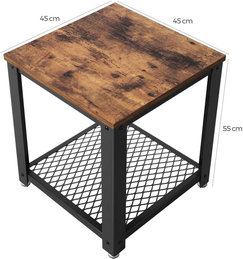 VASAGLE Coffee Table with Mesh Shelf Rustic Brown and Black LET41X