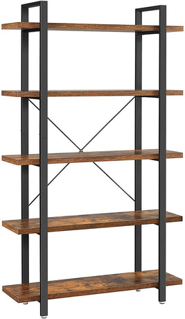 VASAGLE Bookshelf 5-Tier Industrial Stable Bookcase Rustic Brown and Black LLS55BX