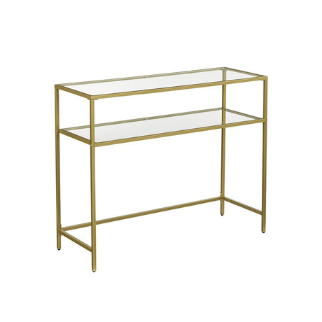 VASAGLE Console Table with Tempered Glass Gold Colour LGT025A01