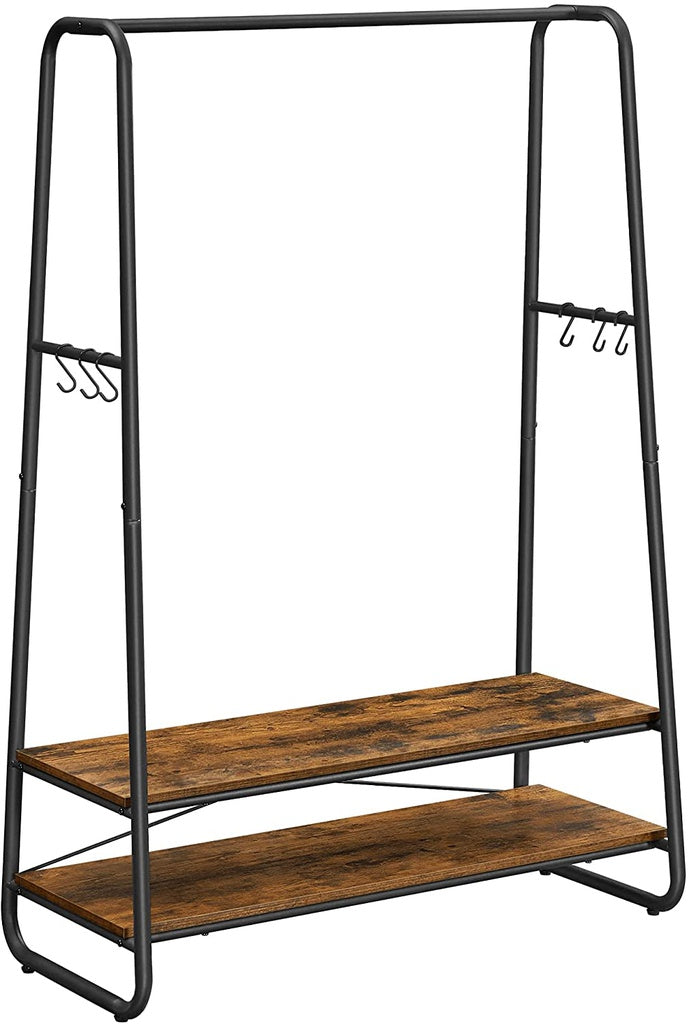 VASAGLE Clothes Rack with 2 Shelves Rustic Brown and Black RGR112B01