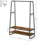 VASAGLE Clothes Rack with 2 Shelves Rustic Brown and Black RGR112B01