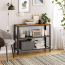 VASAGLE Industrial Console Table with 2 Mesh Shelves Rustic Brown and Black LNT81BX