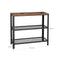 VASAGLE Industrial Console Table with 2 Mesh Shelves Rustic Brown and Black LNT81BX