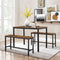 VASAGLE Dining Table Set with 2 Benches Rustic Brown and Black KDT070B01