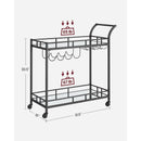 VASAGLE Bar Serving Wine Cart With Wheels And Wine Bottle Holders Black