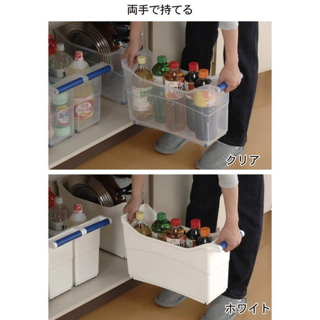 [6-PACK] INOMATA Japan Under-sink Storage Box Transparent With Casters 46*16*27cm