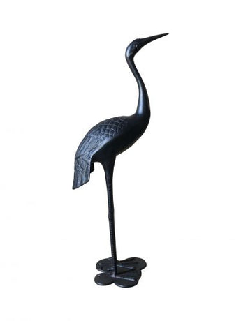 2 Piece Crane Couple Metal Statue Set