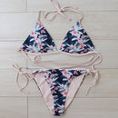 Reversible Bikini Set-Triangle Side Tie-Tahitian Sunset-Small