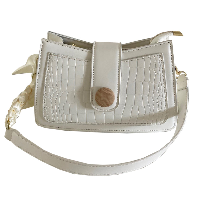 White Handbag With Ribbon