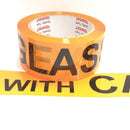 6x Glass Dispatch Tape Orange Black 48mm x 75mm Roll With Care Packing Label