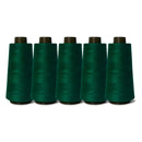 5x Bottle Green Sewing Overlocker Thread - 2000m Hemline Polyester Spools