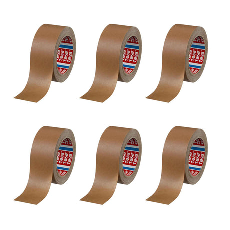 6x Eco Packing Tape 48mmx50m - Brown Kraft Paper Carton Sealing Tesa 4315