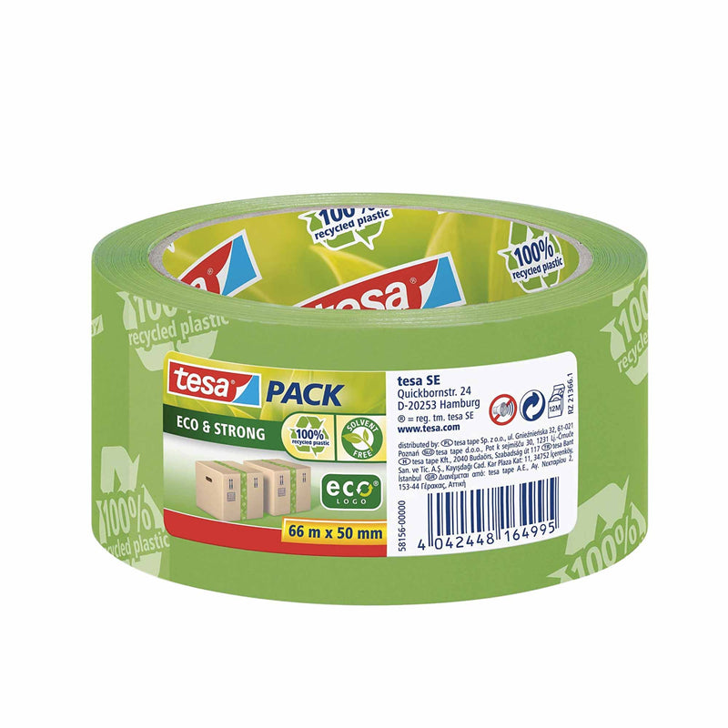 1x Eco Green Packing Tape 50mmx66m - 100% Recycled Adhesive Tesa 58156