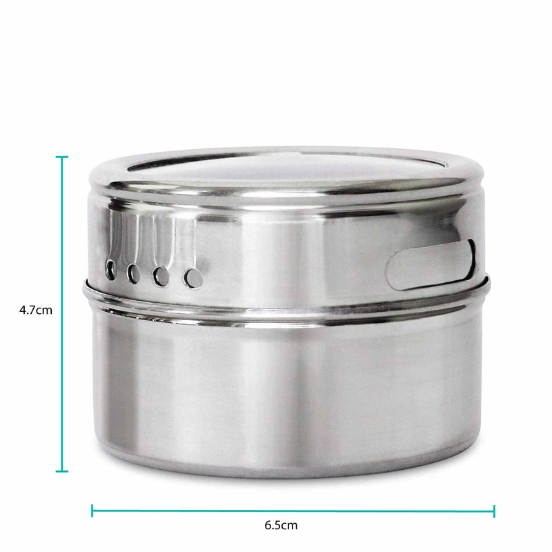 12 Magnetic Spice Jar Tins and Steel Plate - 150g Seasoning Storage Containers