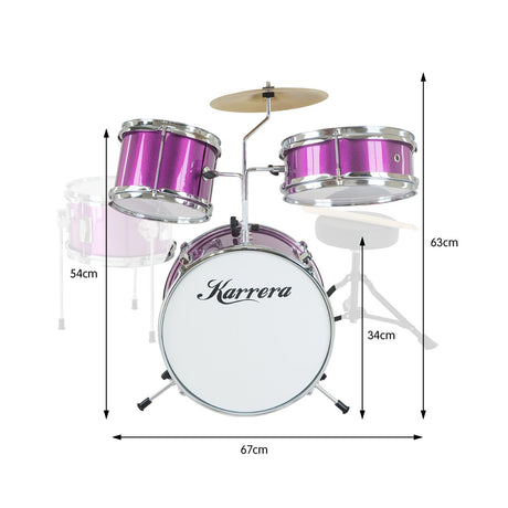 Karrera Childrens 4pc Drum Kit - Purple