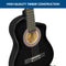 Karrera 38in Pro Cutaway Acoustic Guitar with Carry Bag - Black