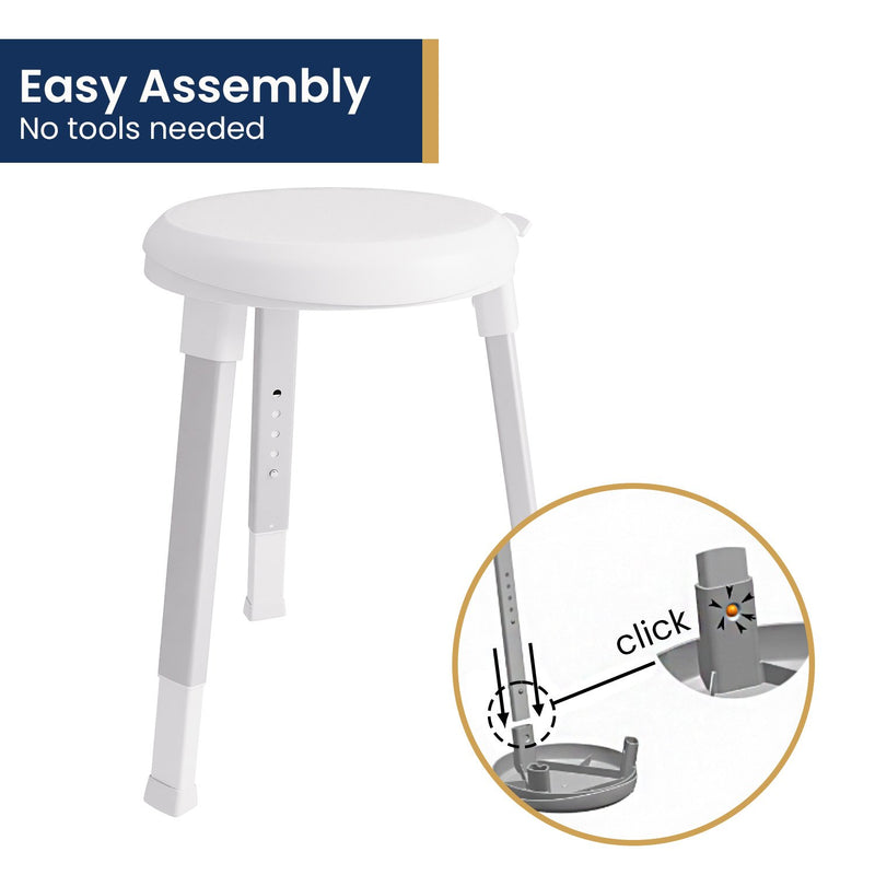 Evekare Deluxe Height-adjustable Rotating Bathroom Stool