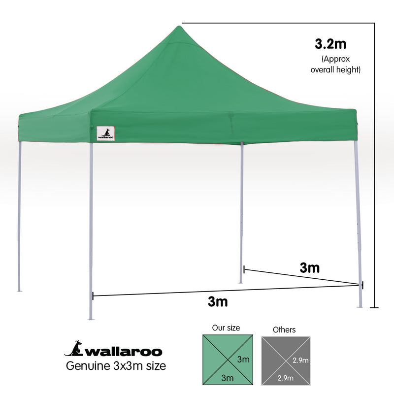 Wallaroo Gazebo Tent Marquee 3x3 Popup Outdoor - Green