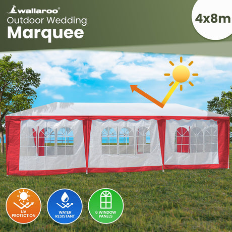 Wallaroo 4x8 Outdoor Event Wedding Marquee Tent Red