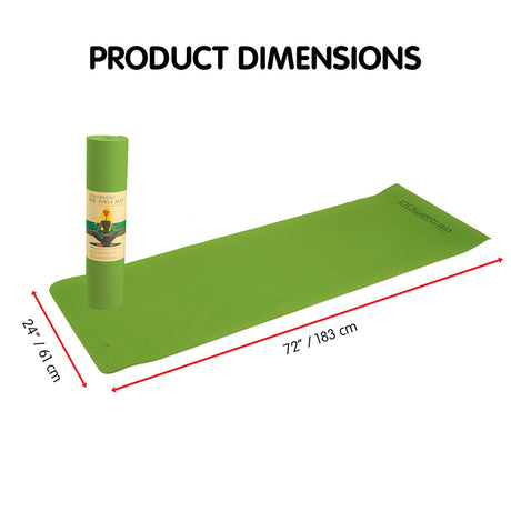 Powertrain Eco-Friendly Dual layer 8mm Yoga Mat | Lime Green | Non-Slip Surface, and Carry Strap for Ultimate Comfort and Portability