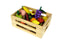 WOODEN FRUITS 12PCS SET WITH WOODEN CRATE