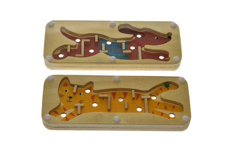 WOODEN JUNGLE ANIMAL LABYRINTH CAT & DOG