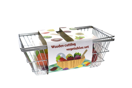 WOODEN CUTTING VEGETABLES WITH METAL BASKET