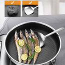 Stainless Steel Frying Pan Non-Stick Cooking Frypan Cookware 28cm Honeycomb Single Sided