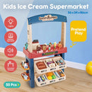 Kids Supermarket Ice Cream Cart Shop Dessert Food Pretend Role Play Set Toy Gift Red