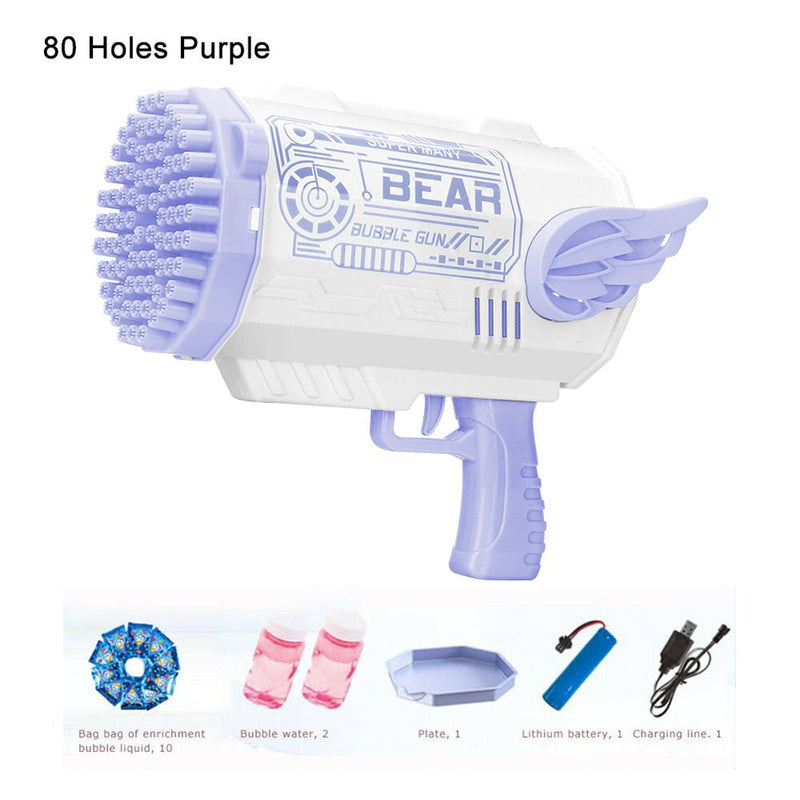 Electric Bubble Gun Machine Soap Bubbles Kids Adults Summer Outdoor Playtime Toy Purple