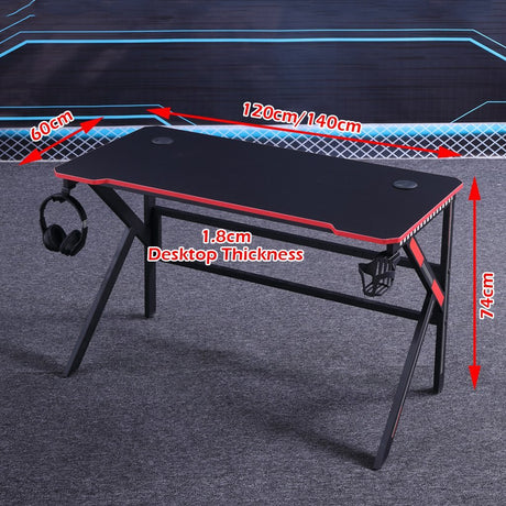 Gaming Desk Desktop PC Computer Desks Desktop Racing Table Office Laptop Home K-Shaped Legs Black