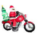 Sparkling Christmas Tree Lights Xmas Inflatable Santa Red Motorcycle Rider 2.1m Long