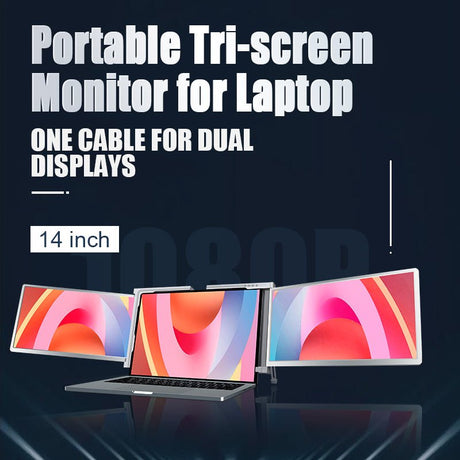 14 Inch FOPO Triple Portable Monitor 1080P FHD IPS Triple Monitor Laptop Screen Extender for 15