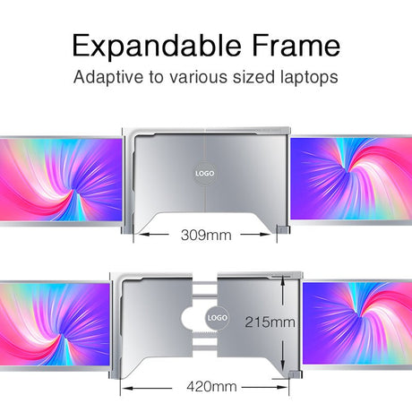 14 Inch FOPO Triple Portable Monitor 1080P FHD IPS Triple Monitor Laptop Screen Extender for 15