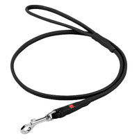 Waudog Leather Round Clip Leash W10MM - L183CM BLACK