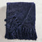 Acrylic Chenille Tassel Knitted Blanket Bed Sofa Throw Rug 150 x 200 cm (Blue)