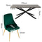 Dining Set Rectangular Table with 6 Green Velvet Chairs