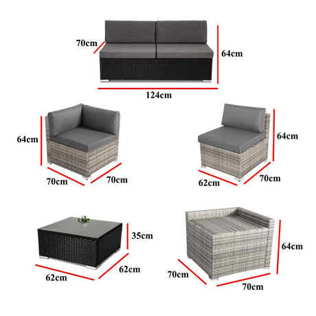 Outdoor Modular Lounge Sofa Bondi -Grey