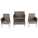 4 Seater Wicker Outdoor Lounge Set - Mixed Grey