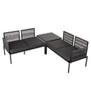 Eden 4-Seater Outdoor Lounge Set with Coffee Table in Black - Stylish Textile and Rope Design