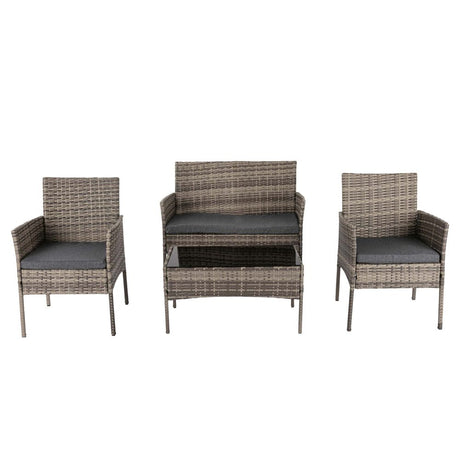 4 Seater Wicker Outdoor Lounge Set – Mixed Grey