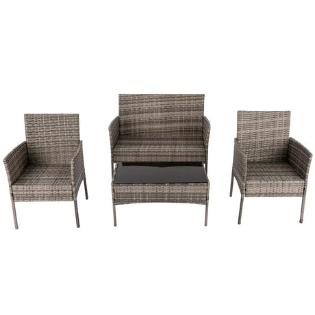 4 Seater Wicker Outdoor Lounge Set – Mixed Grey