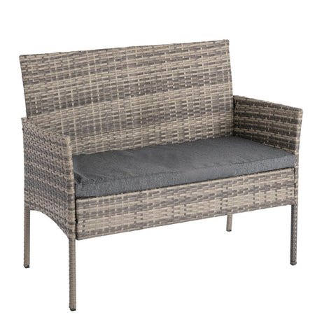 4 Seater Wicker Outdoor Lounge Set – Mixed Grey