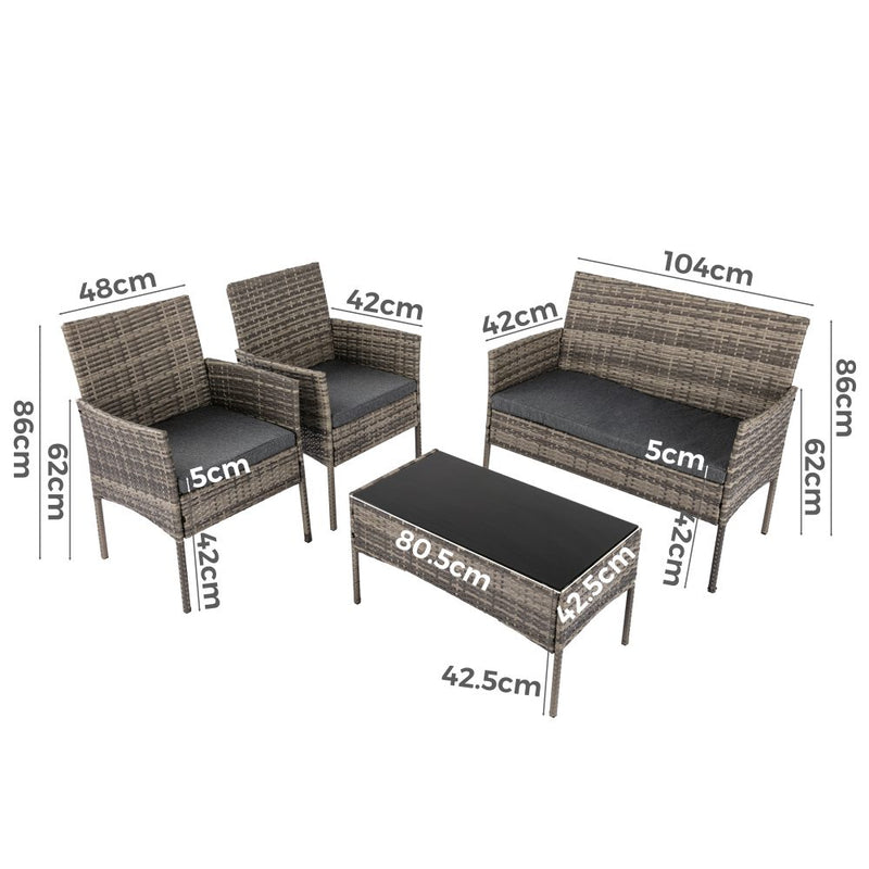 4 Seater Wicker Outdoor Lounge Set &