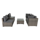 9PCS Outdoor Furniture Modular Lounge Sofa with Wicker End Table