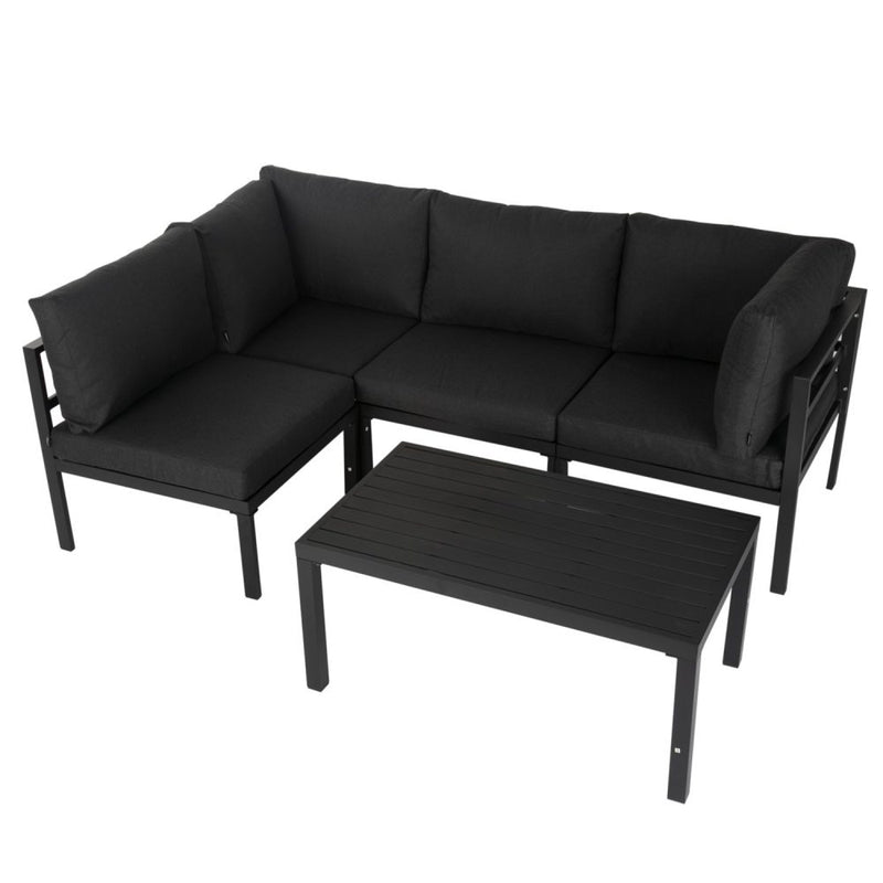 Outdoor Charcoal Grey Minimalist 5 Piece Lounge Set