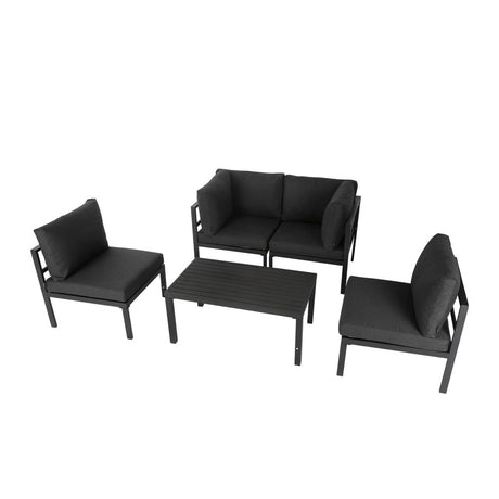 Outdoor 5 Piece Charcoal Grey Couch Set