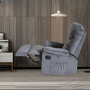 Wide Manual Single Recliner Sofa – Velvet Grey